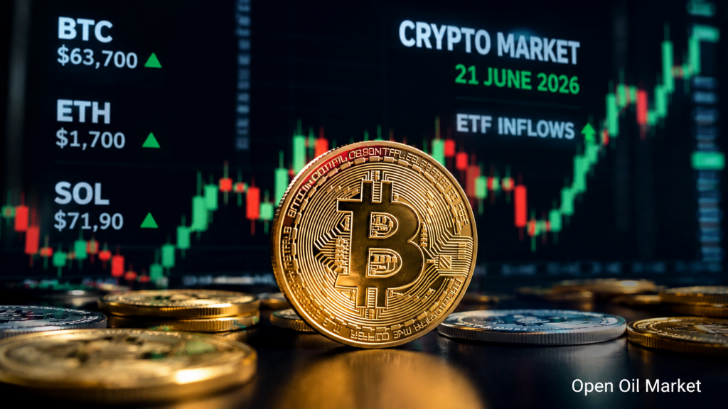 Notícias sobre criptomoedas, domingo, 21 de junho de 2026: Bitcoin mantém $63–64 mil, fluxos de ETFs e regulamentação de stablecoins definem o mercado