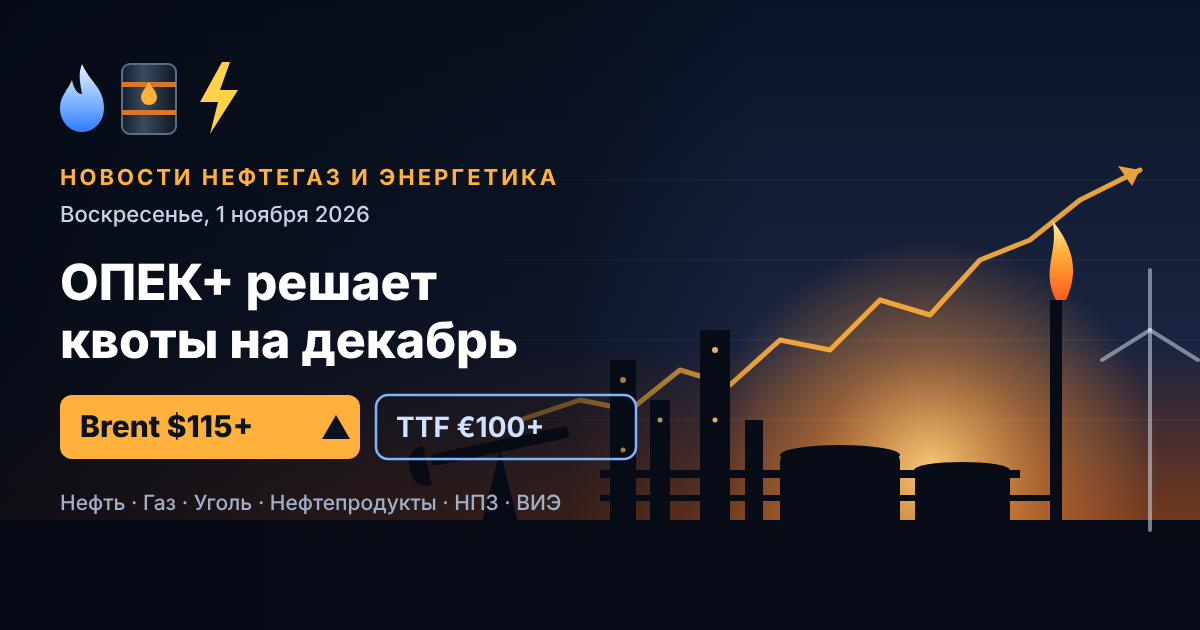 Notícias de petróleo, gás e energia — domingo, 1 de novembro de 2026: a OPEP+ define cotas para dezembro, Brent acima de US$ 115 após ataques às refinarias sauditas