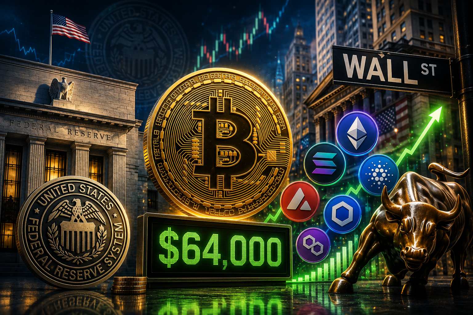 Notícias de criptomoedas, quinta-feira, 30 de julho de 2026: mercado aguarda veredicto do Fed, Bitcoin mantém $64 000, e Wall Street se volta para altcoins