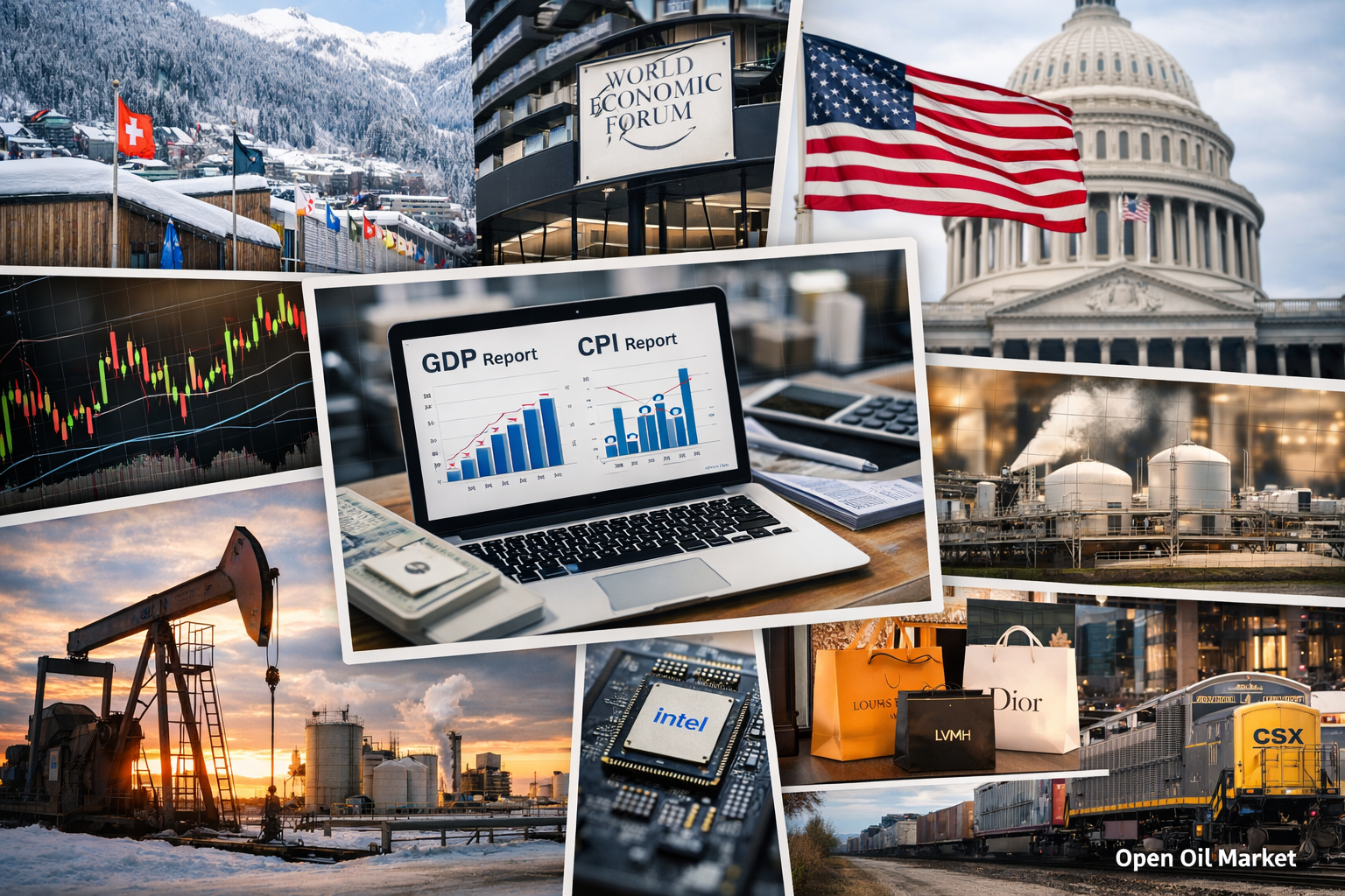 Eventos Econômicos e Relatórios Corporativos — Quinta-feira, 22 de Janeiro de 2026: Fórum Econômico Mundial, CPI EUA e PIB EUA
