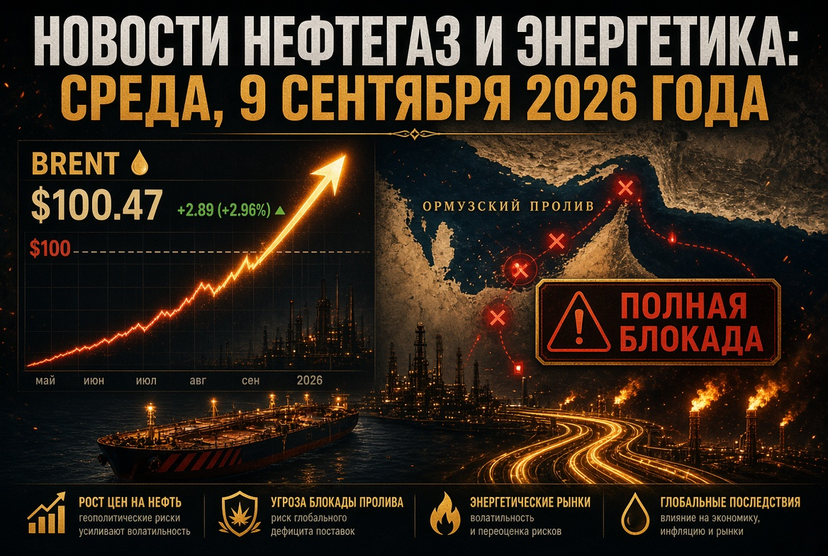 Notícias de petróleo e gás e energia: quarta-feira, 9 de setembro de 2026 - Brent se encaminha para $100 devido à ameaça de bloqueio total do Estreito de Ormuz
