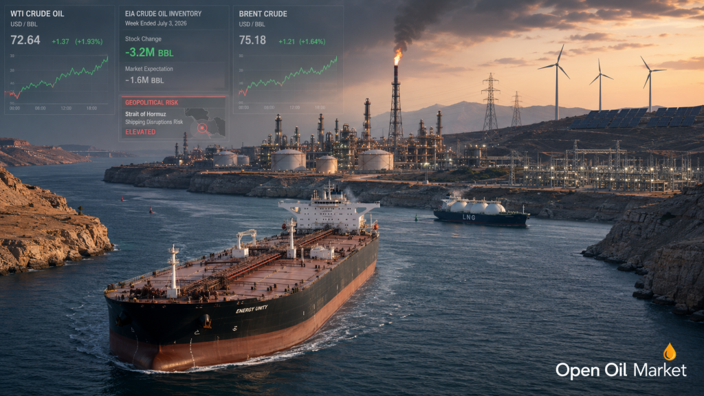 Notícias de petróleo e gás e energia - 8 de julho de 2026: Risco de Ormuz, reservas da EIA e mercado de combustíveis.