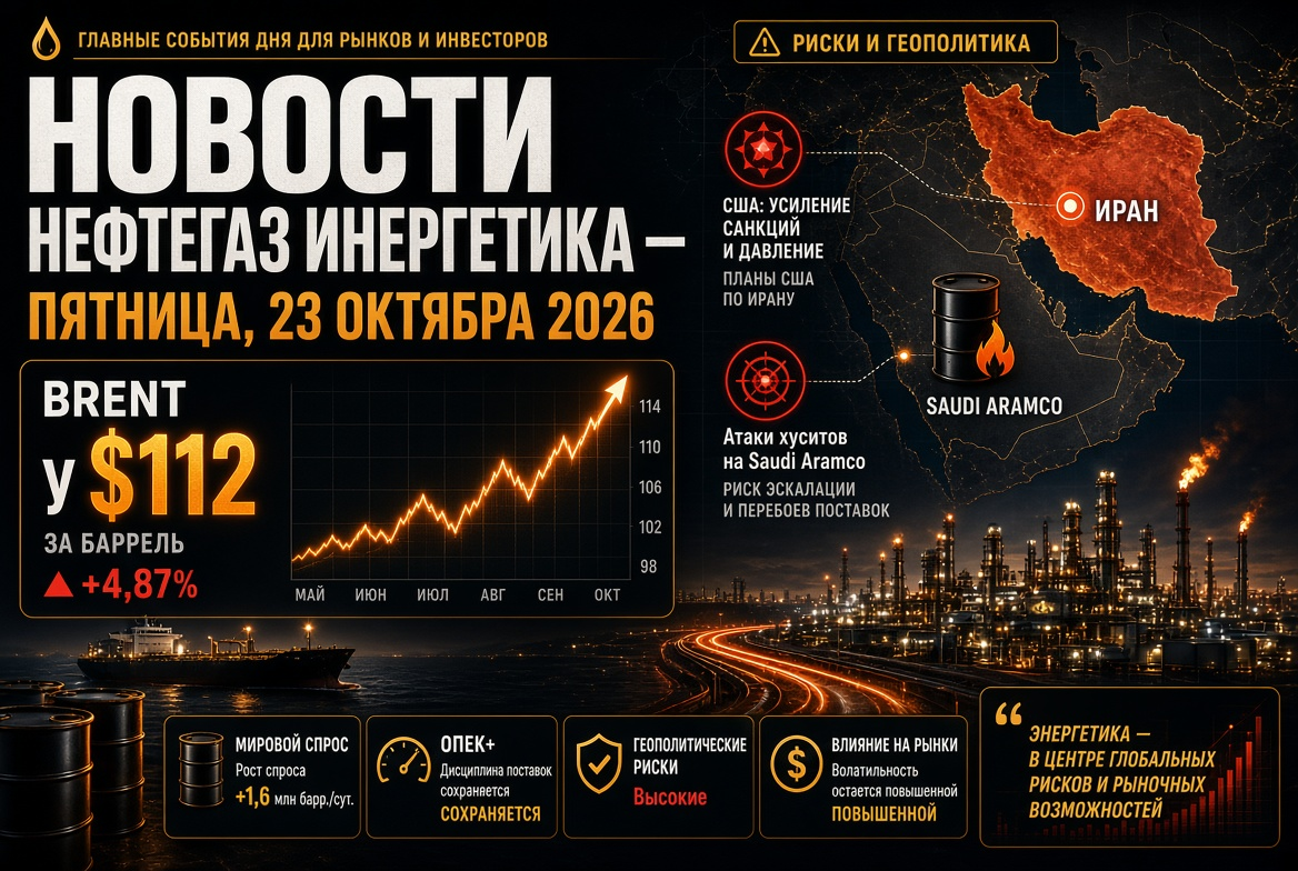 Notícias sobre petróleo e gás e energia – sexta-feira, 23 de outubro de 2026: Brent a $112 em meio aos planos dos EUA sobre o Irã e os ataques dos houthis à Saudi Aramco