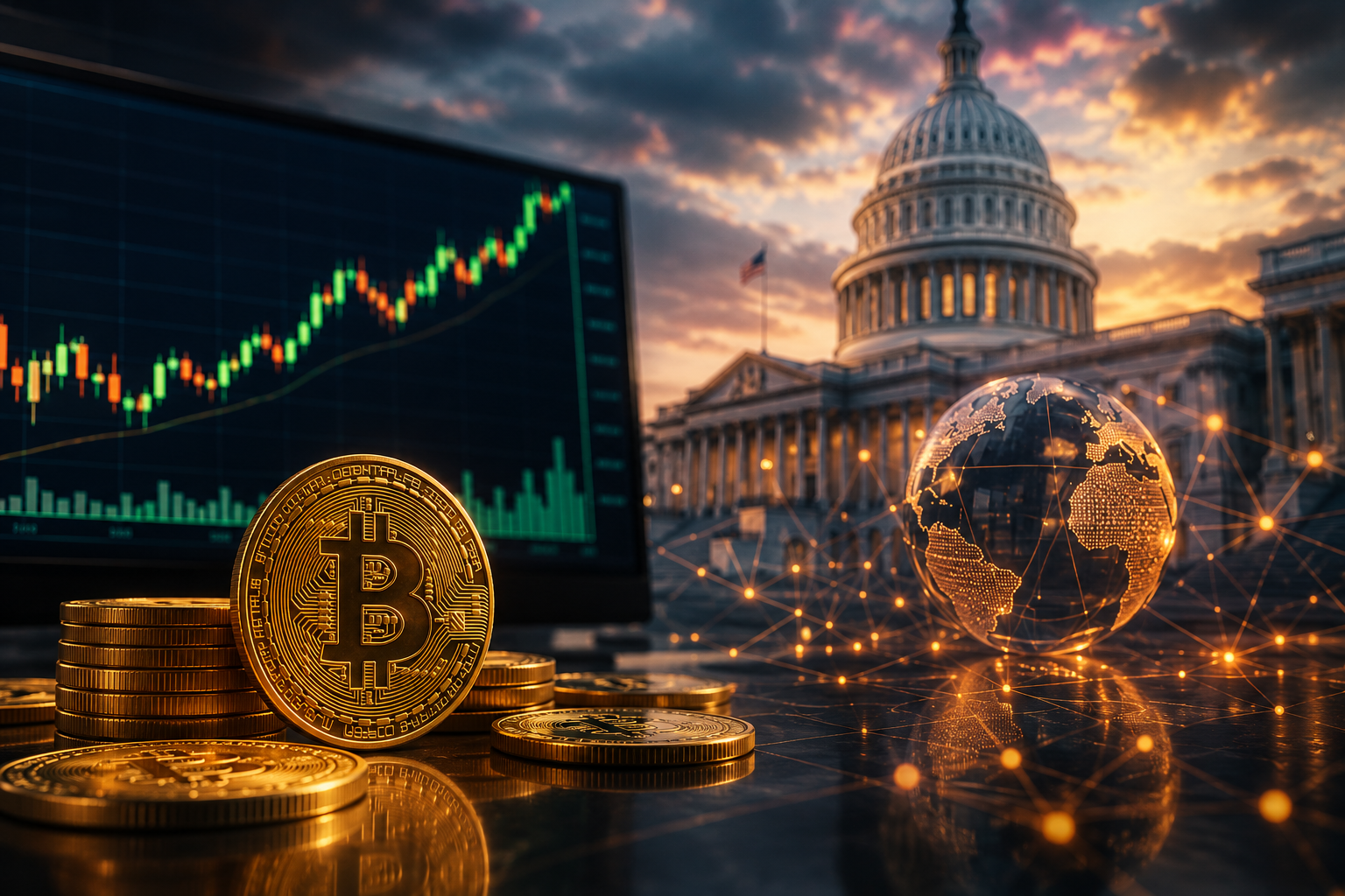 Notícias sobre criptomoedas: quinta-feira, 6 de agosto de 2026 — Bitcoin se consolida acima de US$ 64.000, Senado dos EUA leva CLARITY Act para votação decisiva