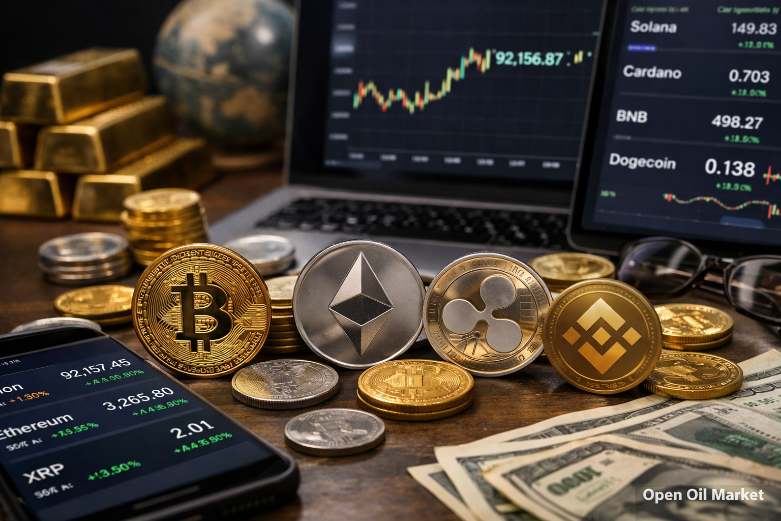 Mercado global de criptomoedas em 12 de janeiro de 2026 - Bitcoin a cerca de $92.000, Ethereum e top 10 criptomoedas, investimentos institucionais