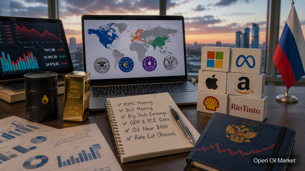 Eventos econômicos e relatórios corporativos 26 de julho de 2026: Federal Reserve, Big Tech, petróleo