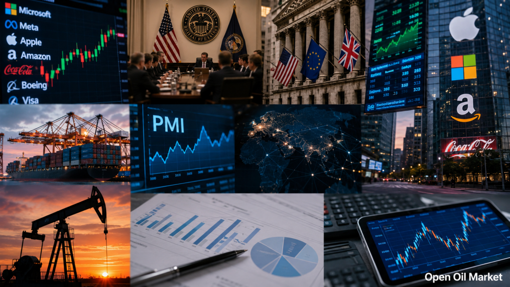 Calendário do investidor de 27 a 31 de julho de 2026 — taxa do Fed, PIB dos EUA e da zona do euro, inflação PCE, Banco da Inglaterra, PMI da China, OPEP+ e relatórios das empresas S&P 500, Euro Stoxx 50, Nikkei 225, MOEX