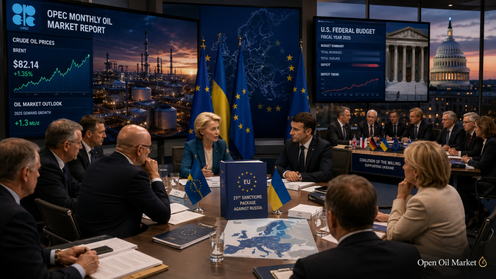 Sanções da UE contra a Rússia, encontro sobre a Ucrânia, relatório da OPEP e dados do orçamento dos EUA em 13 de julho de 2026.